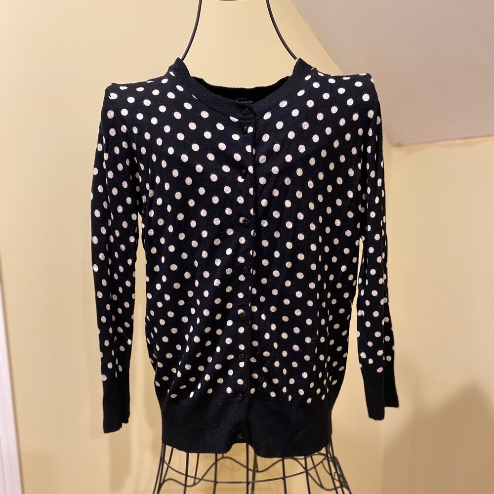 Black black and white polkadot sweater
